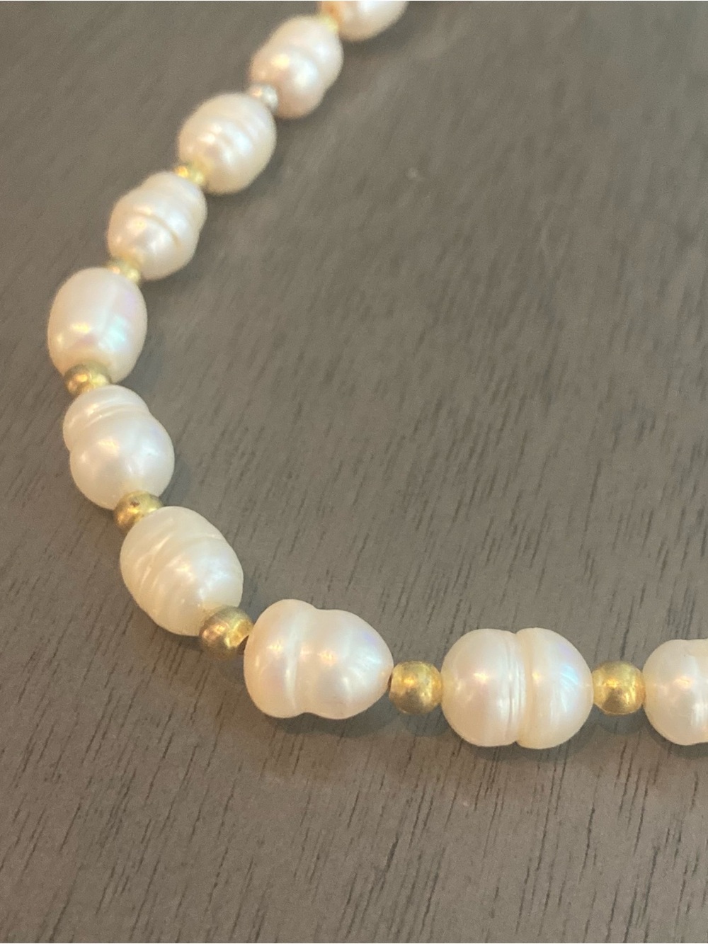 Classic Freshwater Pearl and Gold Bead Necklace - Picture 3 of 4